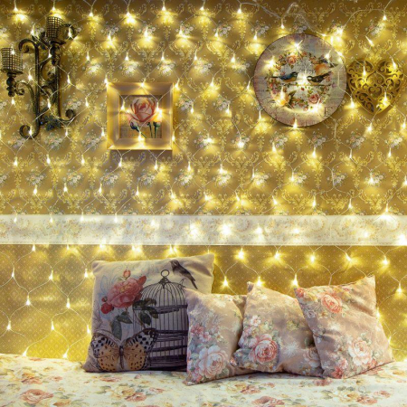 Гирлянда светодиодная "Сеть" 1.8х1.5м 180LED тепл. бел. 15Вт IP20 провод прозр. ПВХ Neon-Night 215-136 Гирлянда светодиодная "Сеть" 1.8х1.5м 180LED тепл. бел. 15Вт IP20 провод прозр. ПВХ Neon-Night 215-136