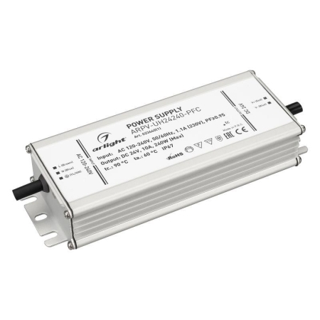 Блок питания ARPV-UH24240-PFC 24В 10.0А 240Вт IP67 металл Arlight 023640(1) Блок питания ARPV-UH24240-PFC 24В 10.0А 240Вт IP67 металл Arlight 023640(1)