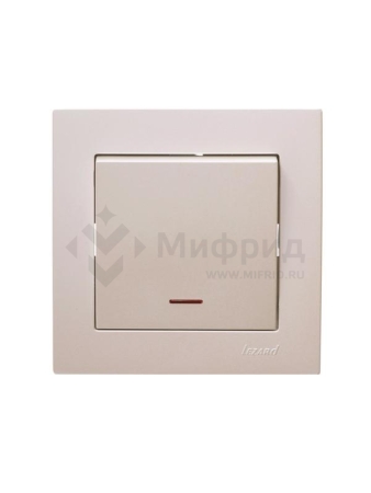 Выключатель 1-кл. 1п СП Vesna 10А IP20 с индикацией механизм крем. LEZARD 742-0388-111