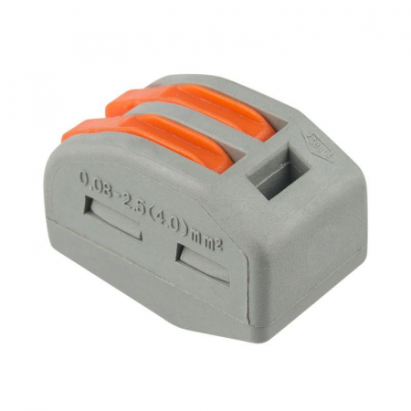 Клемма строительно-монтажная СМК 222-412 2-проводная 0.08-2.5/4кв.мм сер. (уп.50шт) Rexant 07-5252-4