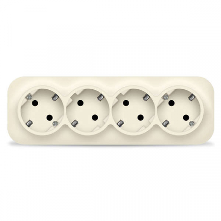 Розетка 4-м ОП 16А IP20 с заземл. сл. кость IONICH 1452 Розетка 4-м ОП 16А IP20 с заземл. сл. кость IONICH 1452