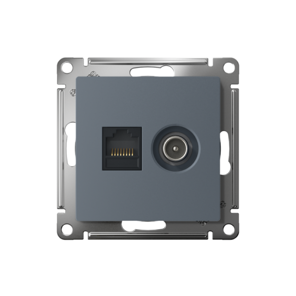 Розетка компьютерная + телевизионная 2-м СП AtlasDesign RJ45 кат.5E + TV механизм грифель SE ATN000789