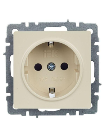 Розетка BRITE РС14-1-0-БрКр 16А с заземл. защ. шторки механизм беж. IEK BR-R14-16-K10 Розетка BRITE РС14-1-0-БрКр 16А с заземл. защ. шторки механизм беж. IEK BR-R14-16-K10