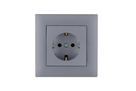 Розетка 1-м Karea RIZZ STAR с заземл. сер. Makel 88065028 Розетка 1-м Karea RIZZ STAR с заземл. сер. Makel 88065028