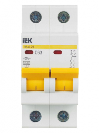 Выключатель автоматический модульный 2п C 63А 4.5кА ВА47-29 KARAT IEK MVA20-2-063-C Выключатель автоматический модульный 2п C 63А 4.5кА ВА47-29 KARAT IEK MVA20-2-063-C