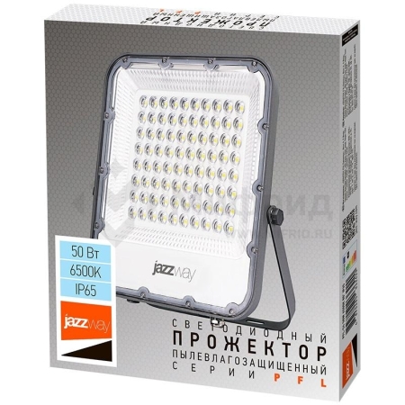 Прожектор светодиодный PFL-S4 50Вт 6500К IP65 80град. ДО с линзовым модулем Pro+ JazzWay 5036420