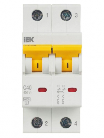 Выключатель автоматический модульный 2п C 40А 6кА ВА47-60M KARAT IEK MVA31-2-040-C Выключатель автоматический модульный 2п C 40А 6кА ВА47-60M KARAT IEK MVA31-2-040-C