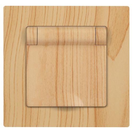 Розетка 1-м СП Accent 6-203-11 16А IP20 250В 2P+E Schuko с крышкой AL/CU сосна Intro Б0063479 Розетка 1-м СП Accent 6-203-11 16А IP20 250В 2P+E Schuko с крышкой AL/CU сосна Intro Б0063479