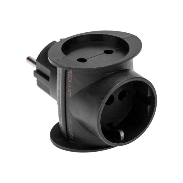 Разветвитель 3-м (1-м с заземл.) 16А универс. черн. Rexant 11-1083 Разветвитель 3-м (1-м с заземл.) 16А универс. черн. Rexant 11-1083