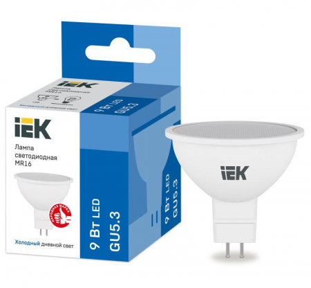 Лампа светодиодная MR16 софит 9Вт 230В 6500К GU5.3 IEK LLE-MR16-9-230-65-GU5 Лампа светодиодная MR16 софит 9Вт 230В 6500К GU5.3 IEK LLE-MR16-9-230-65-GU5