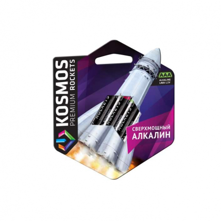 Элемент питания алкалиновый AAA/LR03 Kosmos premium ROCKETS (блист.4шт) КОСМОС KOSLR03ROCKETS4BL Элемент питания алкалиновый AAA/LR03 Kosmos premium ROCKETS (блист.4шт) КОСМОС KOSLR03ROCKETS4BL
