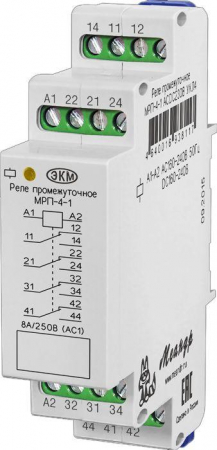 Реле промежуточное МРП-4-1 ACDC230В УХЛ4 4 переключ. контакта коммутируемый ток до 8А Меандр A8302-16938117 Реле промежуточное МРП-4-1 ACDC230В УХЛ4 4 переключ. контакта коммутируемый ток до 8А Меандр A8302-16938117