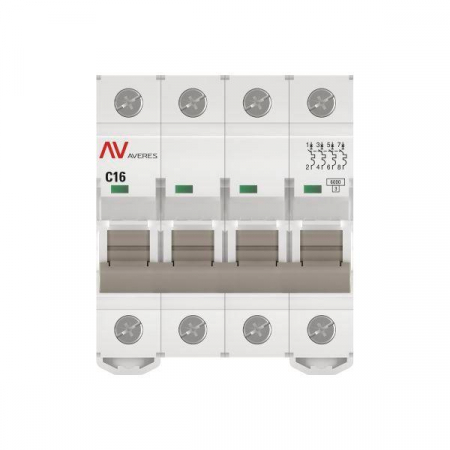 Выключатель автоматический модульный 4п C 16А 6кА AV-6 AVERES EKF mcb6-4-16C-av Выключатель автоматический модульный 4п C 16А 6кА AV-6 AVERES EKF mcb6-4-16C-av