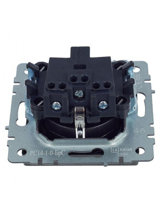 Розетка 1-м СП BRITE РС14-1-0-БрС 16А с заземл. защ. шторки механизм сталь IEK BR-R14-16-K46 Розетка 1-м СП BRITE РС14-1-0-БрС 16А с заземл. защ. шторки механизм сталь IEK BR-R14-16-K46