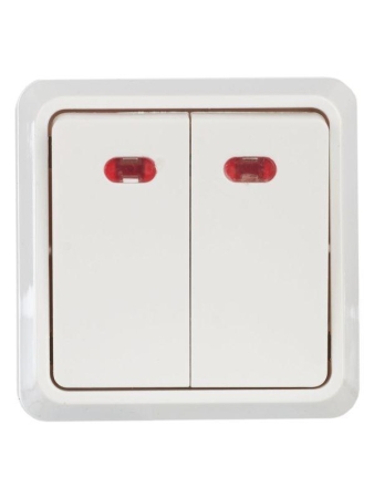 Выключатель 2-кл. ОП Октава 10А IP20 ВС20-2-1-ОБ с индикацией бел. GENERICA EVO21-K01-10-DC