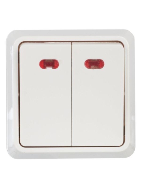 Выключатель 2-кл. ОП Октава 10А IP20 ВС20-2-1-ОБ с индикацией бел. GENERICA EVO21-K01-10-DC