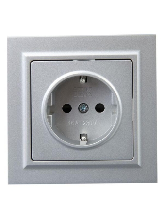 Розетка СП BRITE РСР14-1-0-БрА 16А в сборе с заземл. защ. шторки алюм. IEK BR-R14-16-K47-F