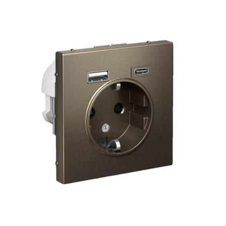 Розетка ArtGallery 16А с 2-мя заряд. устройствами USB A+C 5В/2.4А/3А 2х5В/1.5А механизм мокко SE GAL000632 Розетка ArtGallery 16А с 2-мя заряд. устройствами USB A+C 5В/2.4А/3А 2х5В/1.5А механизм мокко SE GAL000632