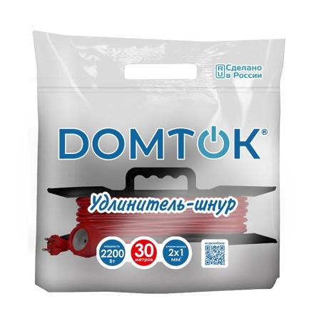 Удлинитель-шнур на рамке 1х30м без заземл. 10А IP20 2.2кВт ПВС 2х1 DOMTOK 2475 Удлинитель-шнур на рамке 1х30м без заземл. 10А IP20 2.2кВт ПВС 2х1 DOMTOK 2475