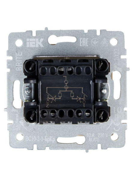 Выключатель 2-кл. СП BRITE ВС10-2-1-БрКр 10А с индик. механизм беж. IEK BR-V20-1-10-K10