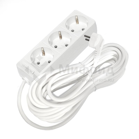 Удлинитель 3х10м с заземл. 16А IP20 3.5кВт ПВС 3х1 бел. DOMTOK 2390