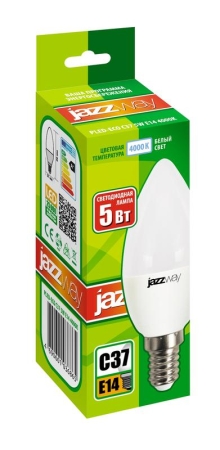 Лампа светодиодная PLED-ECO 5Вт C37 свеча матовая 4000К нейтр. бел. E14 400лм 230В 50Гц JazzWay 1036865A Лампа светодиодная PLED-ECO 5Вт C37 свеча матовая 4000К нейтр. бел. E14 400лм 230В 50Гц JazzWay 1036865A