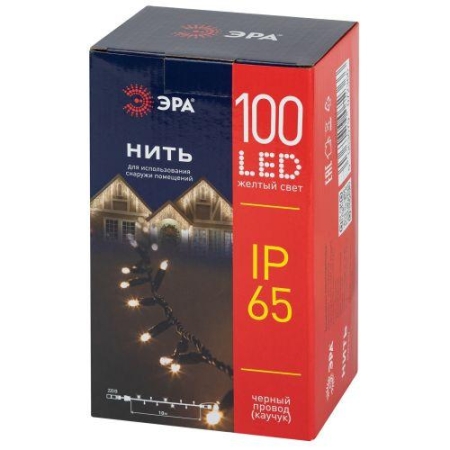 Гирлянда светодиодная "Нить" 10м 100LED желт. уличная ERAPS-NZ2 Эра Б0060544 Гирлянда светодиодная "Нить" 10м 100LED желт. уличная ERAPS-NZ2 Эра Б0060544