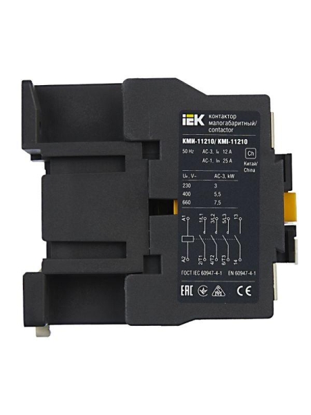 Контактор КМИ-11210 12А 24В/АС3 1НО KARAT IEK KKM11-012-024-10 Контактор КМИ-11210 12А 24В/АС3 1НО KARAT IEK KKM11-012-024-10