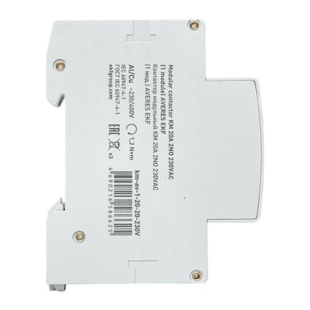 Контактор модульный КМ 20А 2NО 230В AC (1 мод.) AVERES EKF km-av-1-20-20-230V Контактор модульный КМ 20А 2NО 230В AC (1 мод.) AVERES EKF km-av-1-20-20-230V