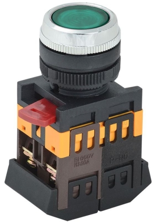 Кнопка ABLFS-22 d22мм 1НО+1НЗ 240В неон зел. GENERICA BBT30-ABLFS-K06