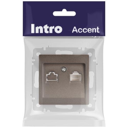 Розетка компьютерная 1-м СП Accent 6-303-08 RJ45 IP20 бронза Intro Б0063639