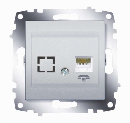 Розетка телефонная 2-м Cosmo RJ11 + гнездо механизм алюм. ABB 619-011000-221 Розетка телефонная 2-м Cosmo RJ11 + гнездо механизм алюм. ABB 619-011000-221