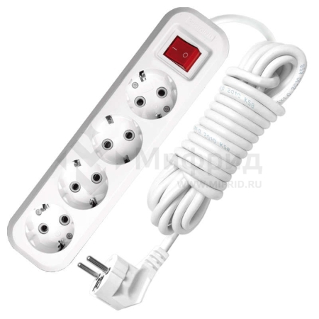 Удлинитель 4х7м с заземл. 10А IP20 S-304 ПВС 3х1 с выкл. UNIVersal 9631992