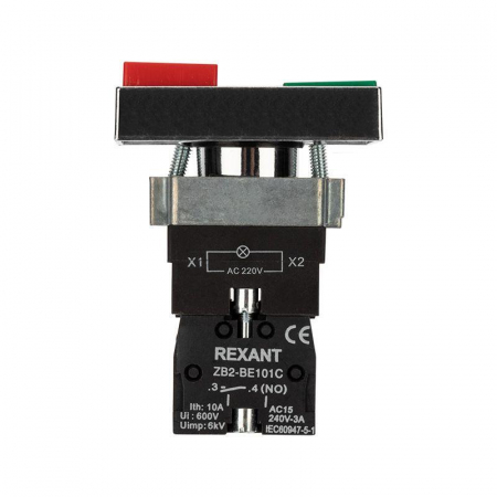 Кнопка LAY5 "I-O" прямоугольная 230 В NO+NC Rexant 36-5541