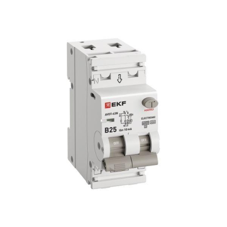 Выключатель автоматический дифференциального тока 2п (1P+N) B 25А 10мА тип A 6кА АВДТ-63N (электрон.) PROxima EKF D63N26EA25B10 Выключатель автоматический дифференциального тока 2п (1P+N) B 25А 10мА тип A 6кА АВДТ-63N (электрон.) PROxima EKF D63N26EA25B10