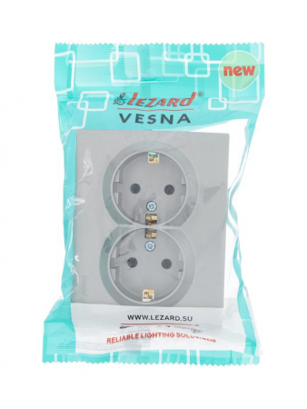 Розетка 2-м СП VESNA с заземл. ПБТ платина LEZARD 742-3500-127B Розетка 2-м СП VESNA с заземл. ПБТ платина LEZARD 742-3500-127B