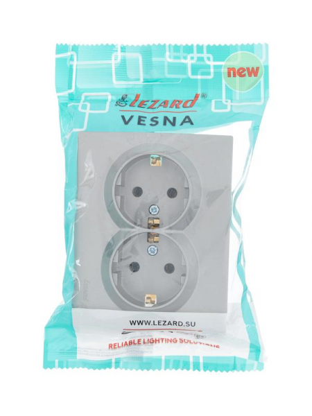 Розетка 2-м СП VESNA с заземл. ПБТ платина LEZARD 742-3500-127B Розетка 2-м СП VESNA с заземл. ПБТ платина LEZARD 742-3500-127B