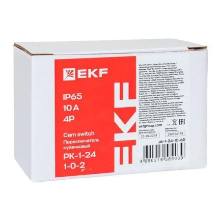 Переключатель кулачковый ПК-1-24 4п 10А "1-0-2" IP65 EKF pk-1-24-10-65 Переключатель кулачковый ПК-1-24 4п 10А "1-0-2" IP65 EKF pk-1-24-10-65