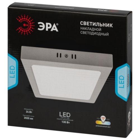 Светильник светодиодный LED 20-24-4K 24Вт 4000К накладной квадратный ЭРА Б0057433 Светильник светодиодный LED 20-24-4K 24Вт 4000К накладной квадратный ЭРА Б0057433