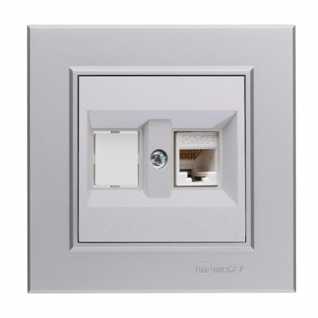 Розетка компьютерная+гнездо СП Karea 16А IP20 CAT 5 сереб. Makel 56065035 Розетка компьютерная+гнездо СП Karea 16А IP20 CAT 5 сереб. Makel 56065035