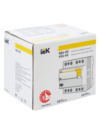 Выключатель дифференциального тока (УЗО) 4п 50А 30мА тип AC ВД1-63 KARAT IEK MDV10-4-050-030
