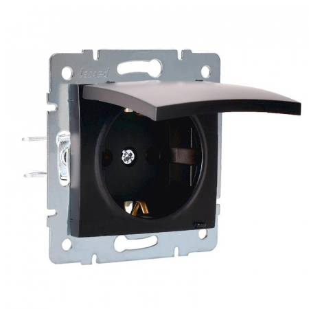 Розетка 1-м СП Karina с заземл. с крышкой термопласт механизм черн. бархат LEZARD 707-4288-123B Розетка 1-м СП Karina с заземл. с крышкой термопласт механизм черн. бархат LEZARD 707-4288-123B
