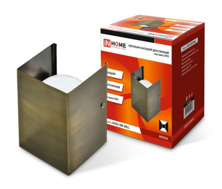 Светильник GX53S-2BR-WALL GX53 230В накладной двусторон. подсветка бронз. IN HOME 4690612024486 Светильник GX53S-2BR-WALL GX53 230В накладной двусторон. подсветка бронз. IN HOME 4690612024486