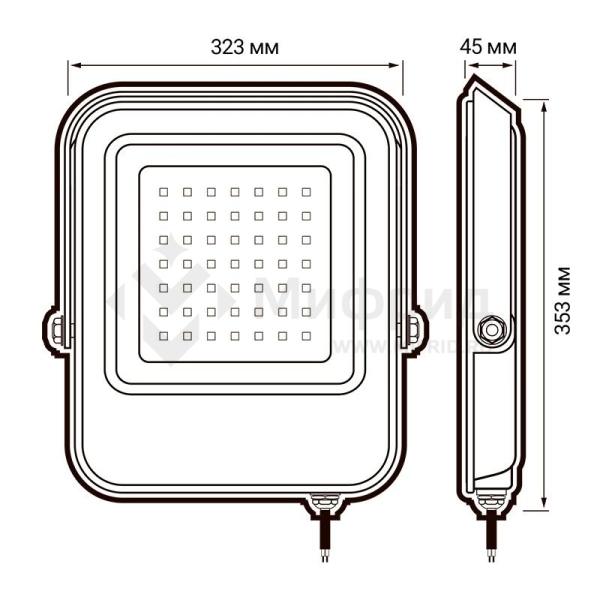 Прожектор светодиодный PFL-V 300Вт 6500К IP65 ДО Pro JazzWay 5045019