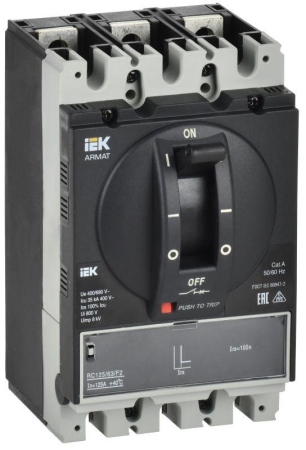 Выключатель автоматический в литом корпусе 3п A 35кА 63А расцепитель электромагн. регулируемый ARMAT IEK AR-MCCB-3A-035-0063A-MTUC