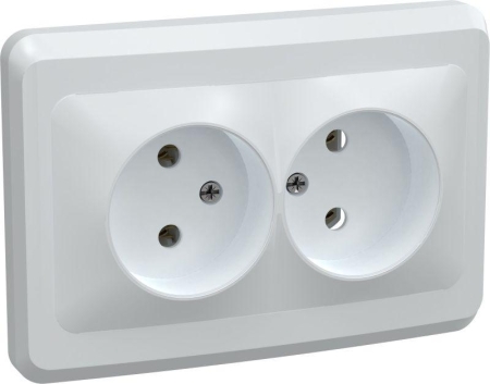 Розетка 2-м СП Вега РС12-2-ВБ без заземл. контакта без защ. штор 10А бел. GENERICA ERV20-K01-10-DM Розетка 2-м СП Вега РС12-2-ВБ без заземл. контакта без защ. штор 10А бел. GENERICA ERV20-K01-10-DM