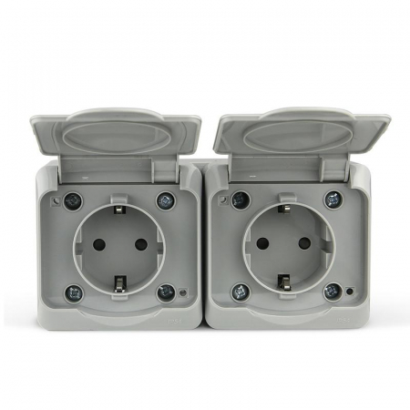 Розетка 2-м ОП Nix 16А IP54 250В с заземл. с крышкой сер. TOKOV ELECTRIC TKE-NX-R2Z-C06-IP54 Розетка 2-м ОП Nix 16А IP54 250В с заземл. с крышкой сер. TOKOV ELECTRIC TKE-NX-R2Z-C06-IP54