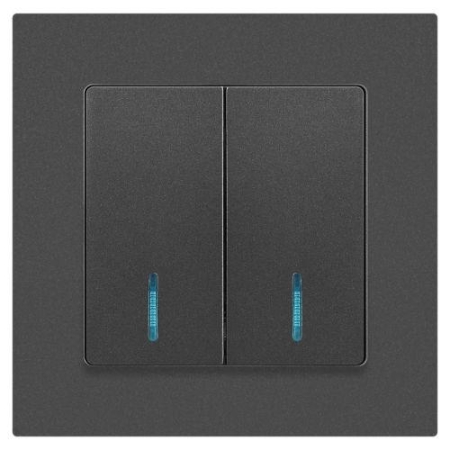 Выключатель 2-кл. СП Accent 6-105-07 10А IP20 250В с подсветкой AL/CU графит Intro Б0063521