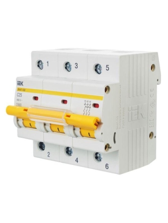 Выключатель автоматический модульный 3п C 25А 10кА ВА47-100 KARAT IEK MVA40-3-025-C Выключатель автоматический модульный 3п C 25А 10кА ВА47-100 KARAT IEK MVA40-3-025-C