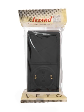 Блок ОП LETO (1-кл. выключатель + 1-м розетка с заземл.) горизонт. черн. бархат LEZARD 752-4200-170BAP